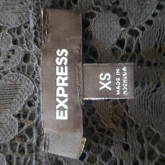 Vintage 90s Y2k EXPRESS Sheer Black Lace Top Cutout Back Mock Neck - Picture 12 of 13